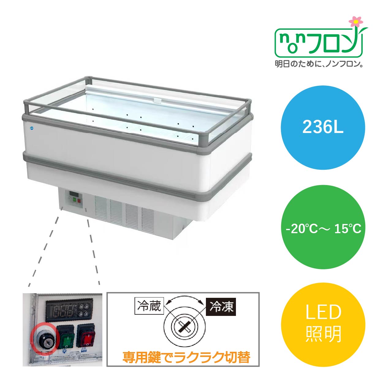 アイランド平型冷凍・冷蔵ショーケース【JCMCS-236A】