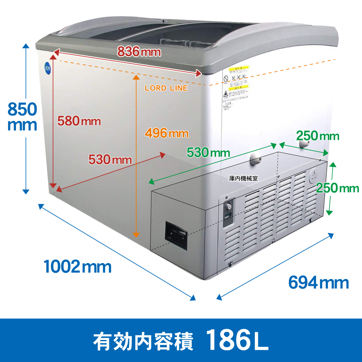 冷凍ショーケース　JCMCS-180L 186L LED照明付き 楽天市場】JCM 冷凍 ショーケース JCMCS-180L 業務用 冷凍